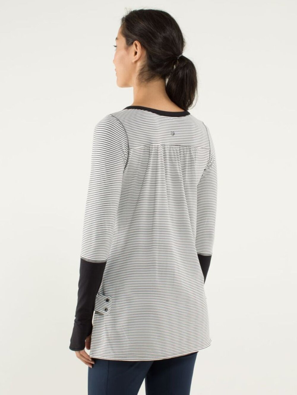 Lululemon Urbanite Henley Long Sleeve In Hyper Stripe Angel Wing / Black - Picture 2 of 10